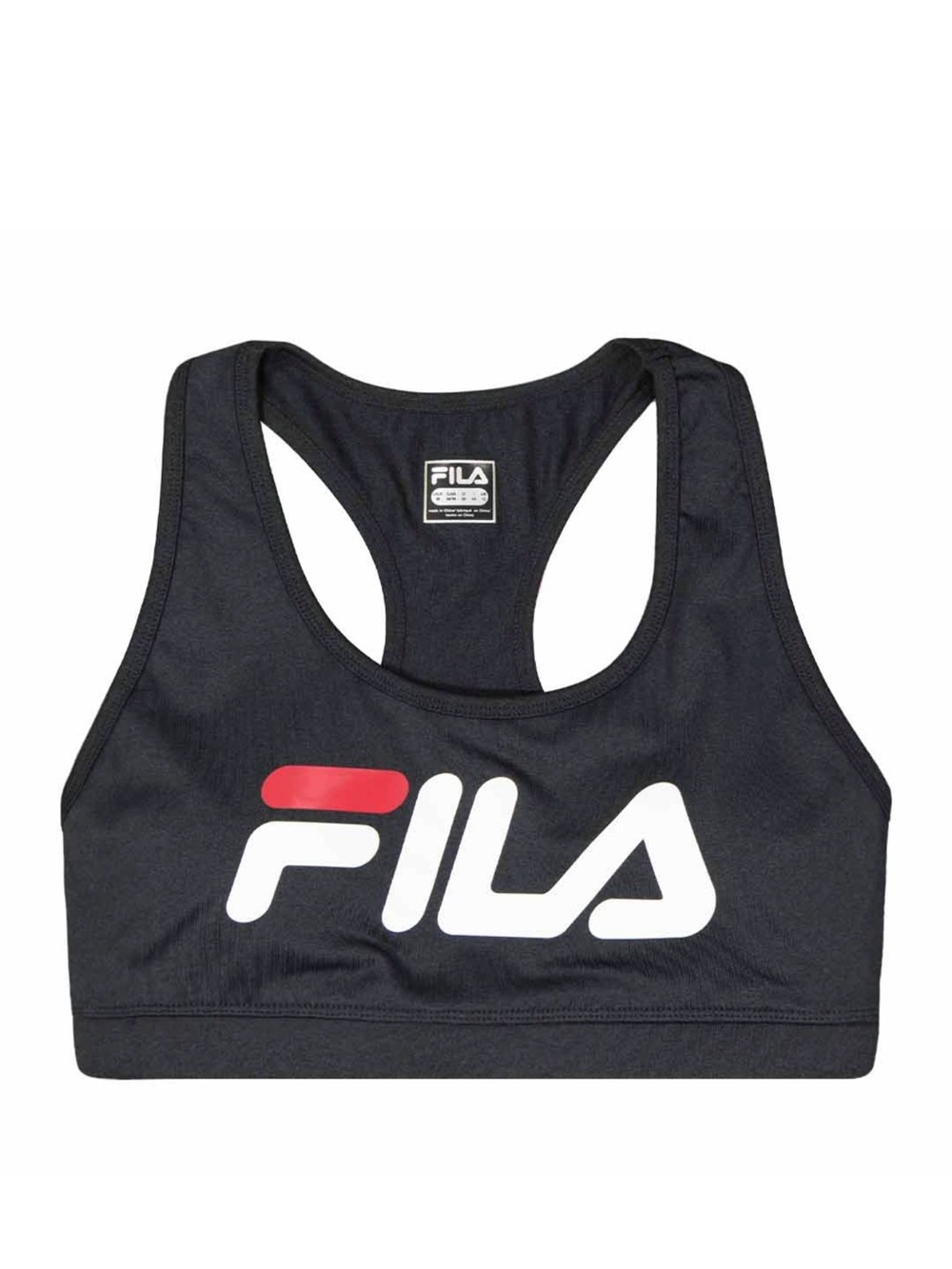 Fila Black Racerback Swim Sports Bra with White and Red Logo